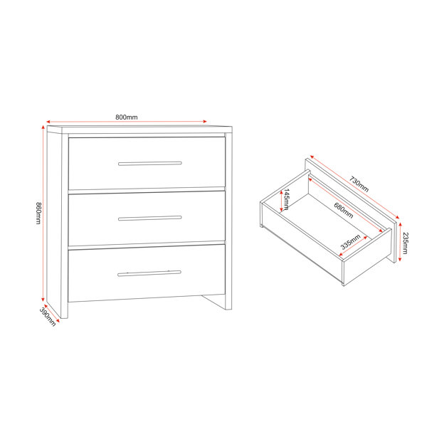 Zipcode Design Louisa 3 Drawer 31.4960632Cm W Solid Wood Chest Of